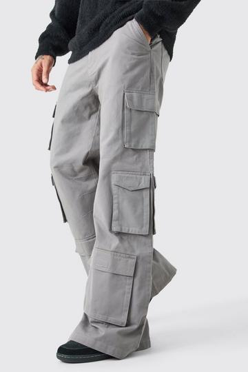 Extreme Baggy Rigid Multi Cargo Pocket Pants grey