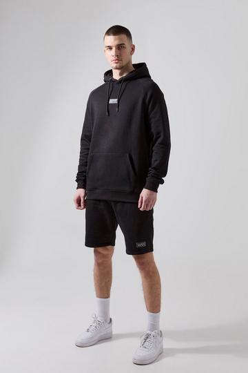 Tall Man Active Gym Regular Fit Training Hoodie & Short Set black