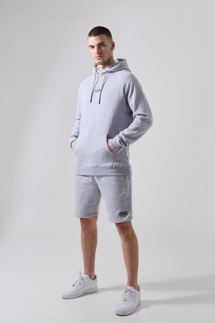 Grey Tall Man Active Fitness Hoodie En Shorts Set image number 1