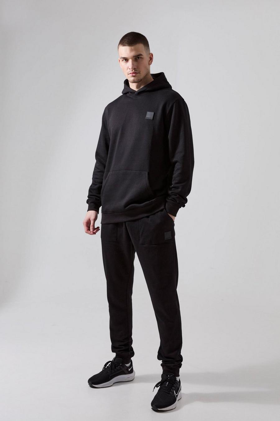 Black Tall Man Active Gym Hooded Tracksuit image number 1