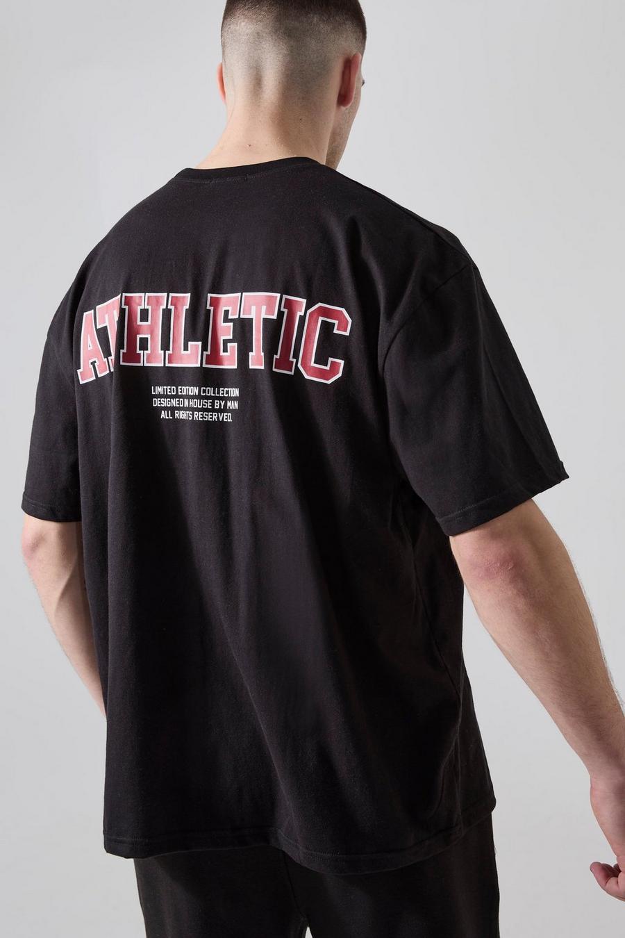 Camiseta Tall MAN Active recta con estampado Athletic en la espalda, Black