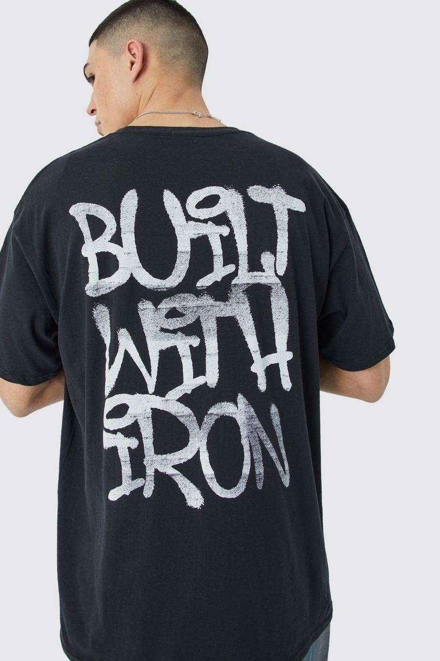 Black Man Active Oversized Built With Iron T-shirt