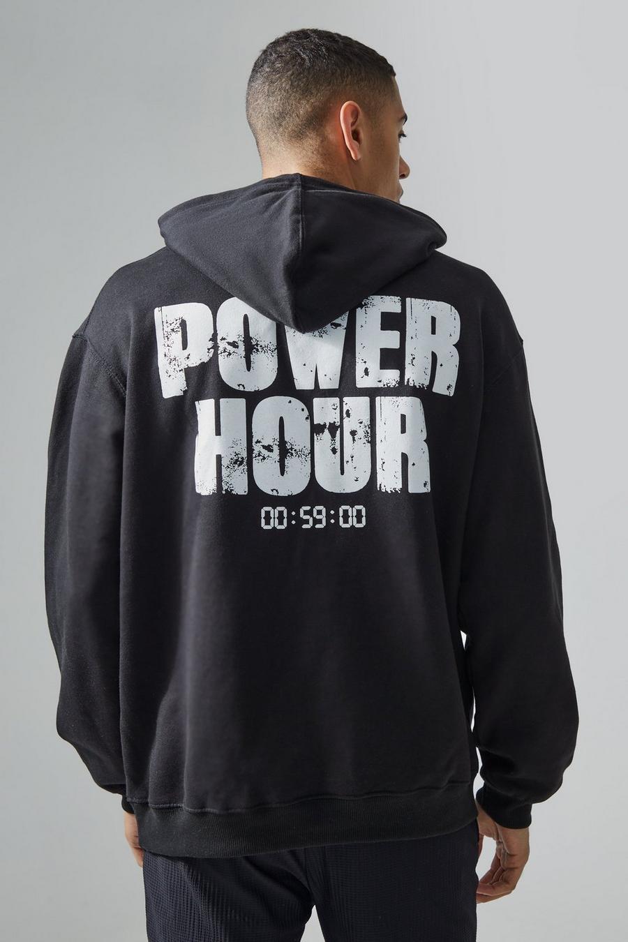 Black Man Active Oversized Power Hour Hoodie image number 1