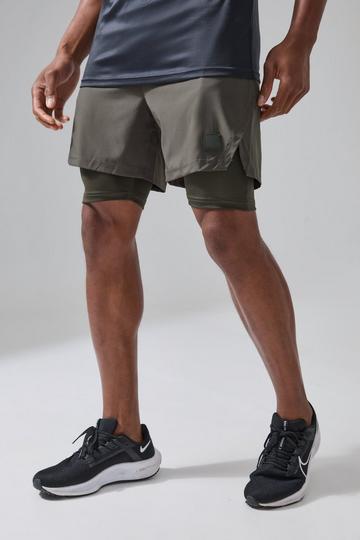 Khaki Tall Man Active Performance Regular Fit 5inch 2-in-1 Shorts