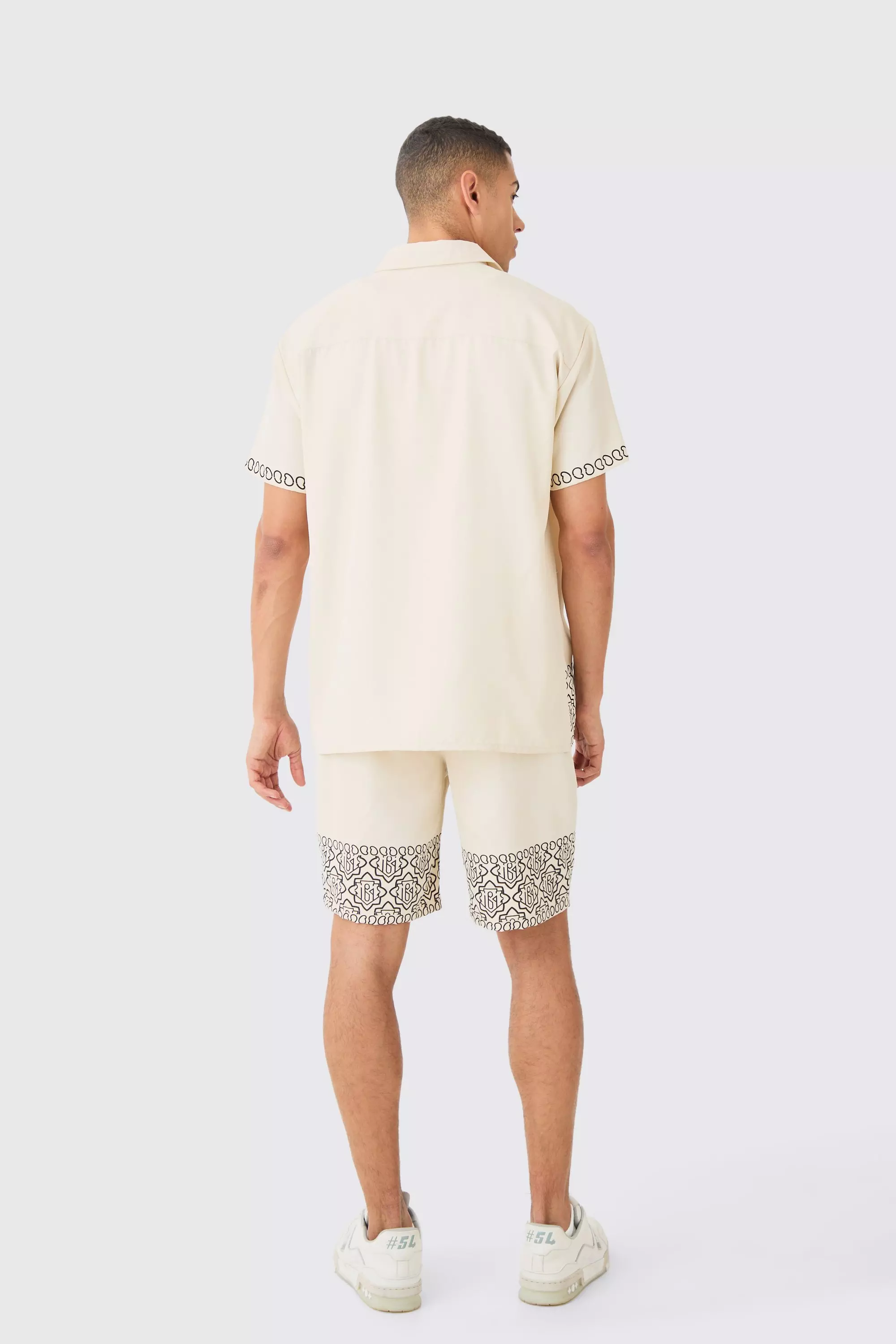 Ecru Oversized Soft Twill Printed Hem Shirt And Short alternative image