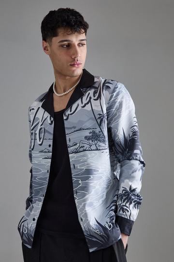 Long Sleeve Satin Beach Shirt grey