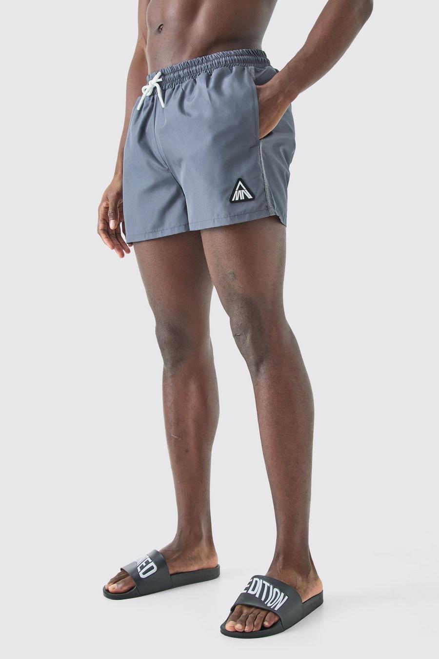 Charcoal Super Short Man Triangle Piping Swim Short image number 1