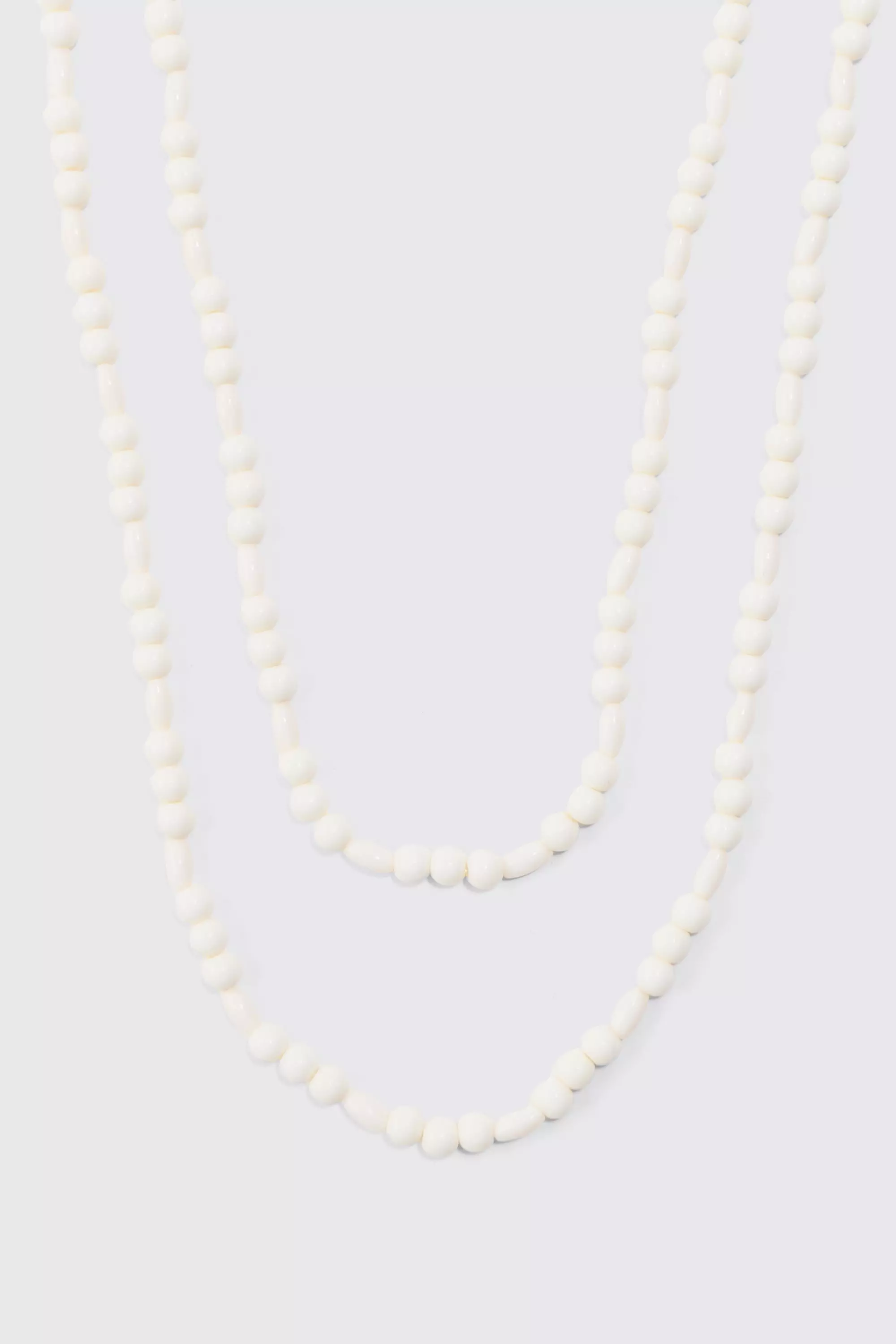 Pearl Multi Layer Chain Necklace In White alternative image
