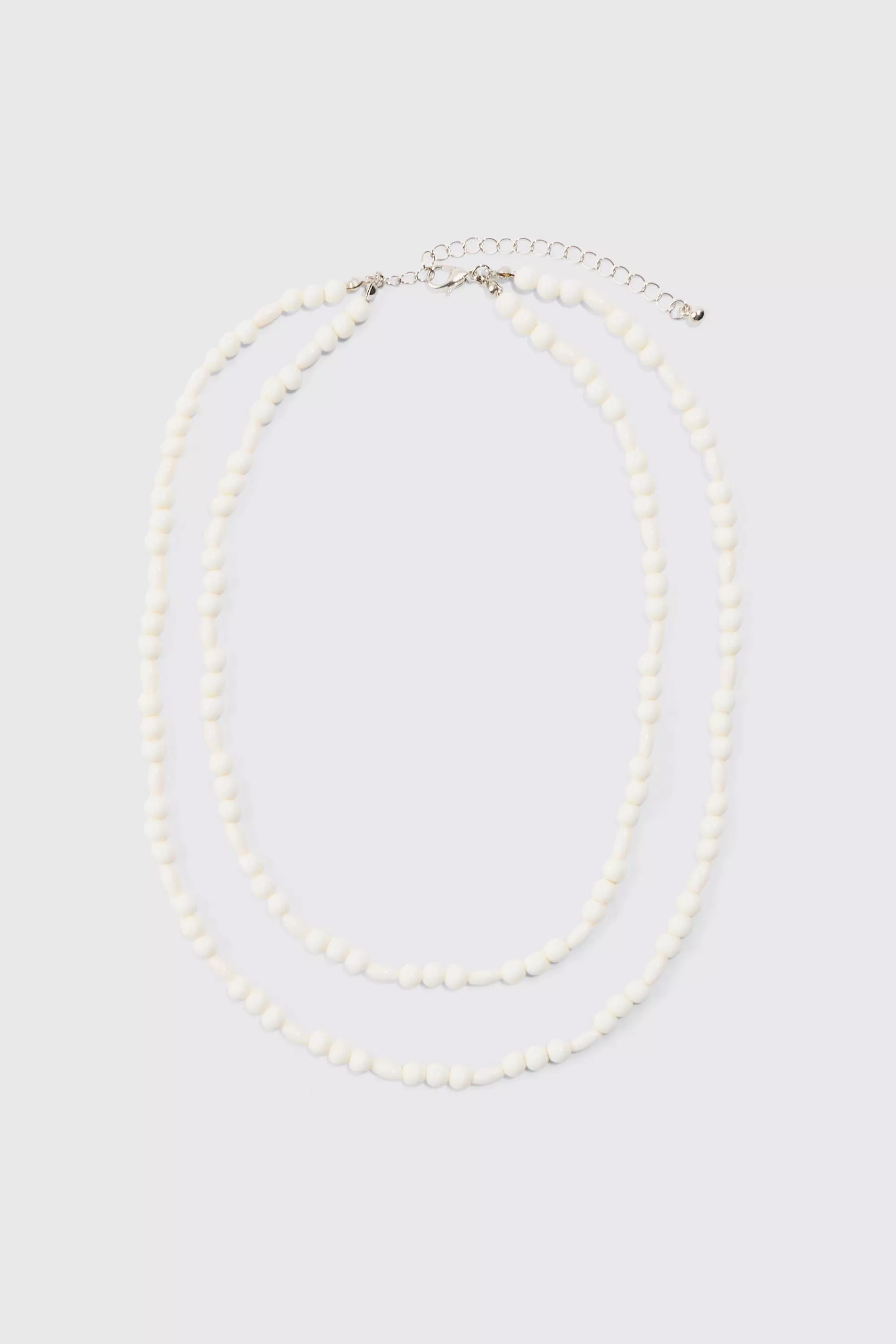 Pearl Multi Layer Chain Necklace In White alternative image