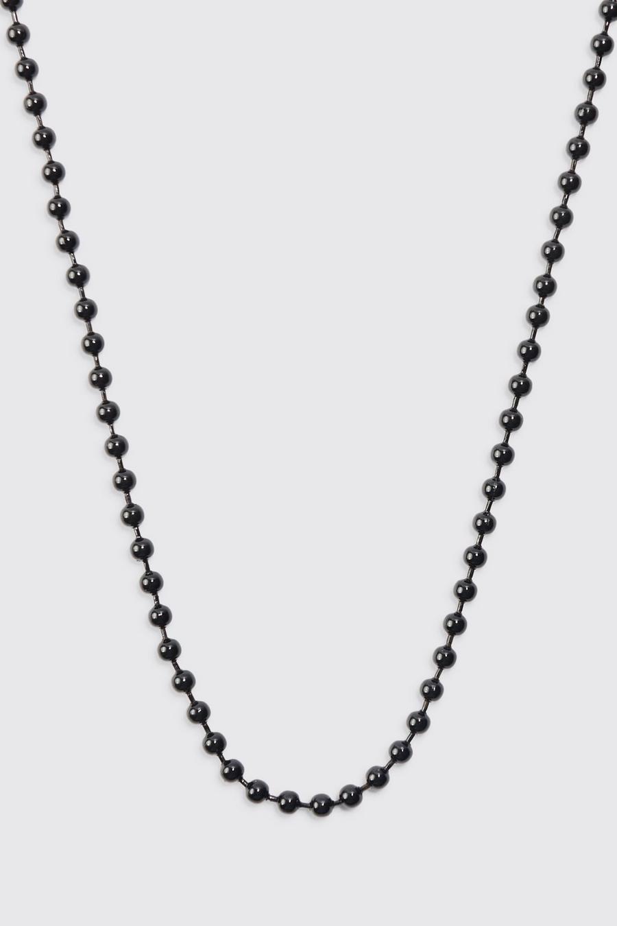 Schwarze Halskette mit Metall-Perlen, Black