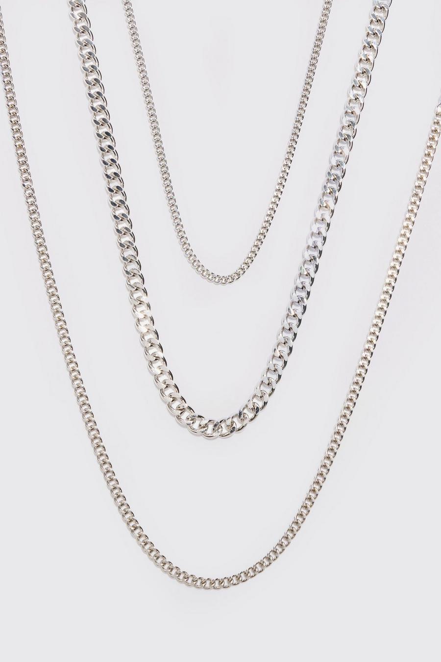 3 Pack Chain Necklace In Silver