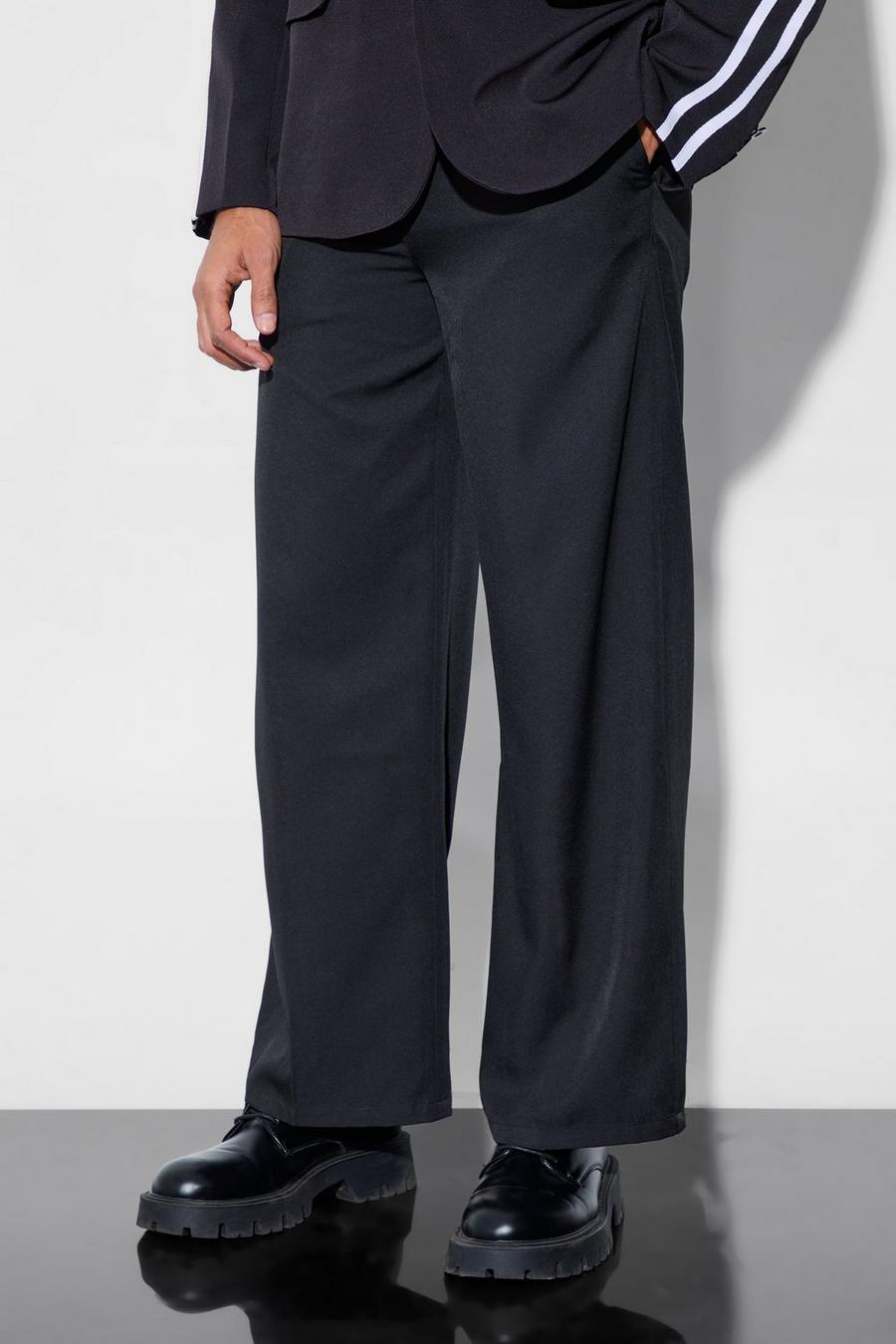 Black Tailored Pleat Front Wide Leg Trousers