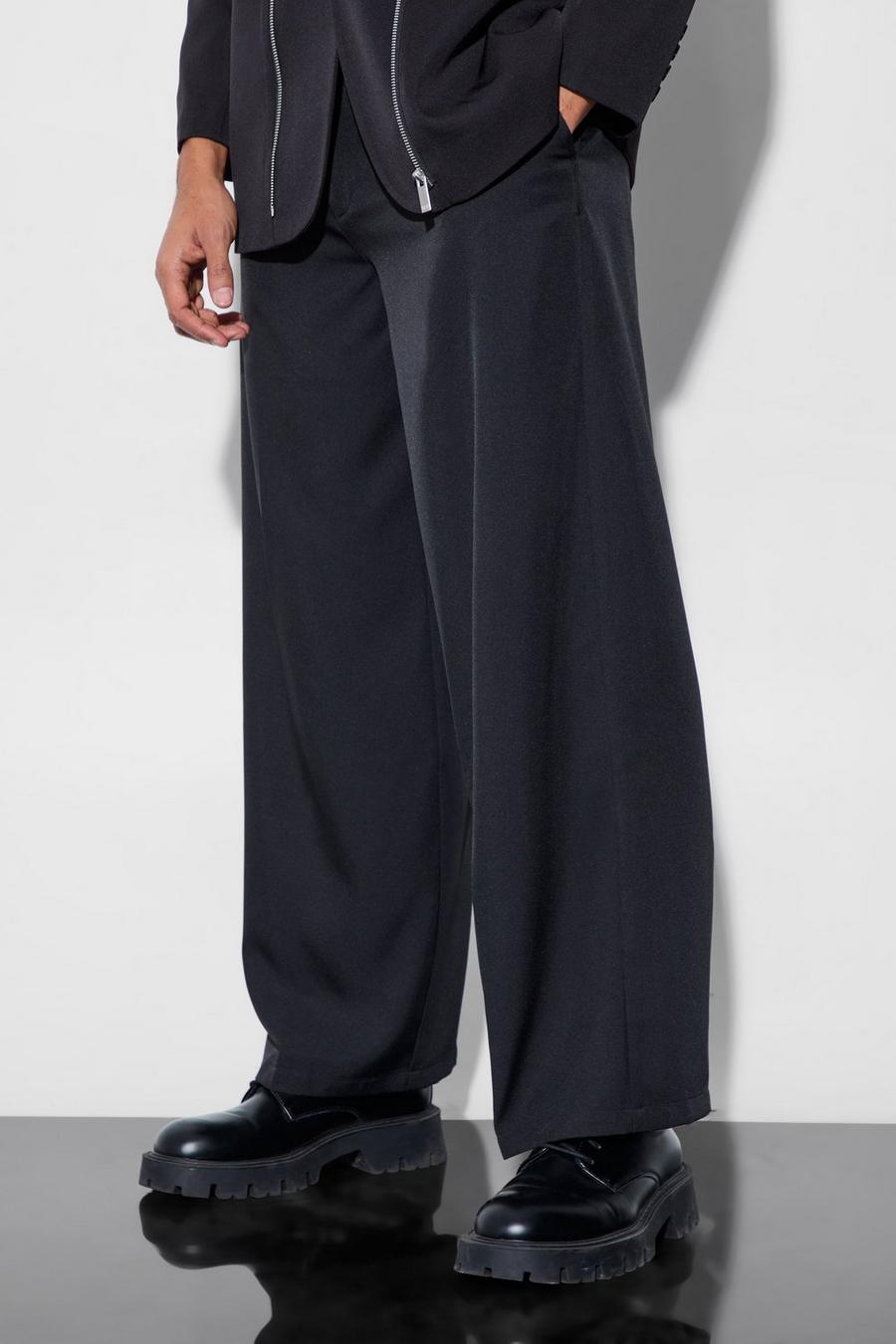 Pantalón entallado oversize de pernera ancha, Black image number 1