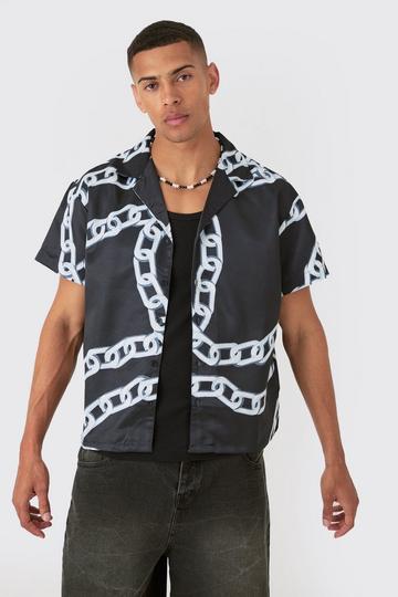 Boxy Chain Satin Shirt black