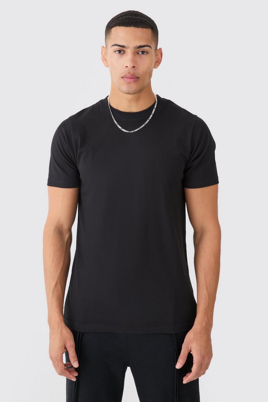 Black Slim Basic T-shirt image number 1