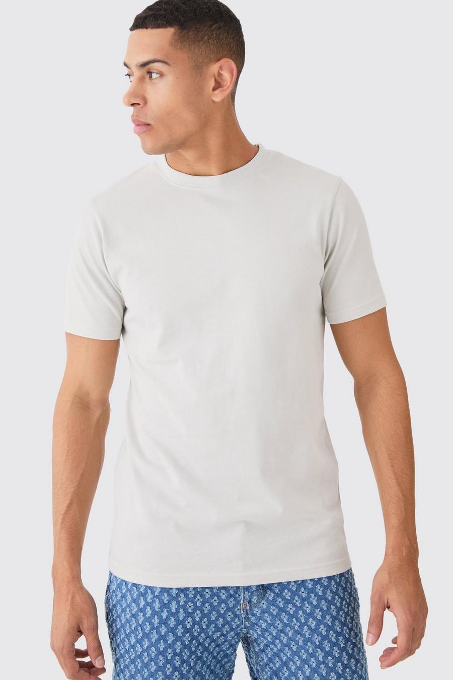 Light grey Basic t-shirt i slim fit image number 1