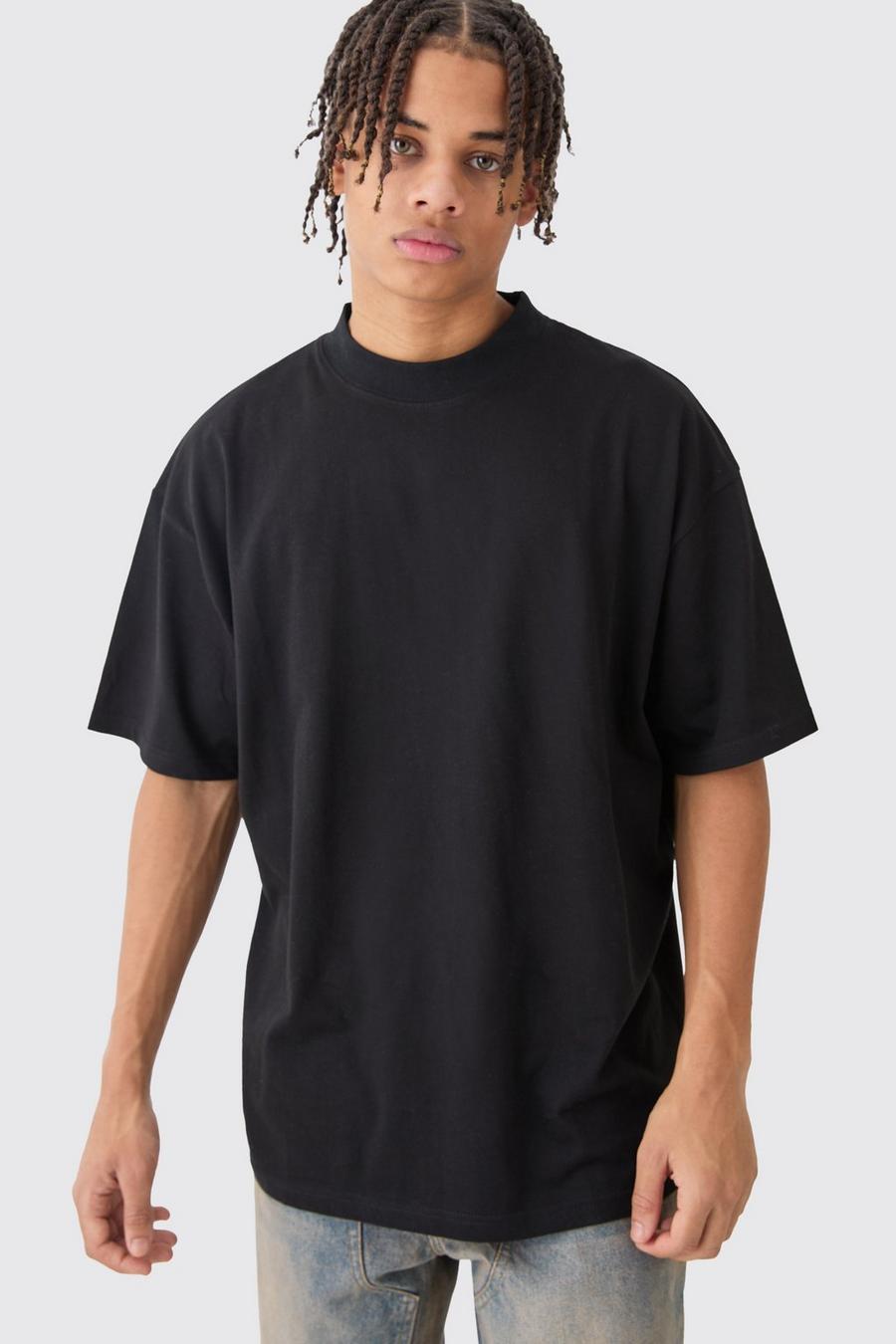 Black  Oversized Extended Neck T-shirt image number 1