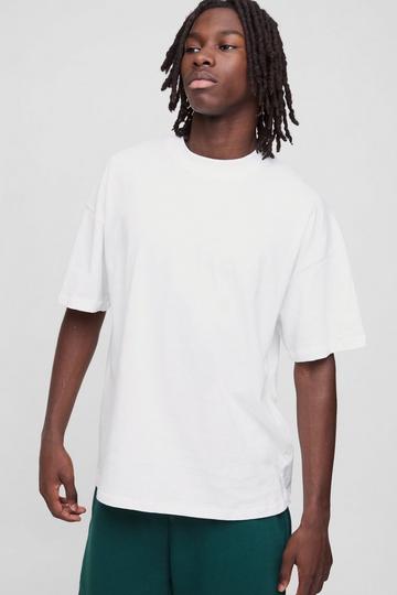 White Basic Oversized Extended Neck T-Shirt