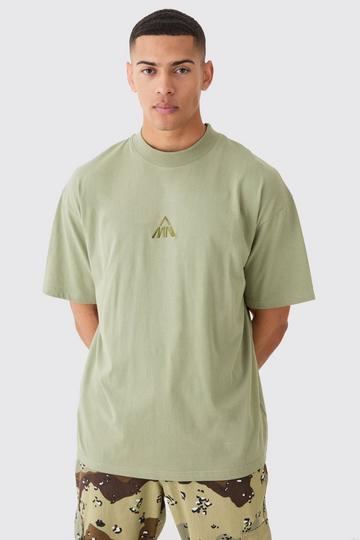 Khaki Man Oversized Extended Neck T-shirt