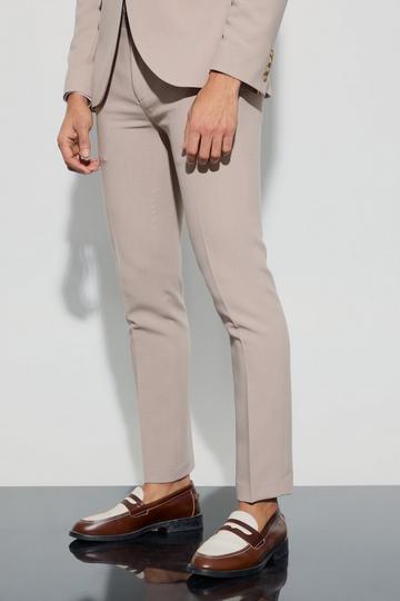 Beige Pantalon de costume skinny en jersey