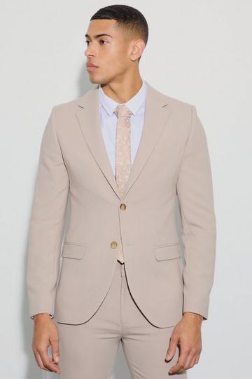 Jersey Skinny Single Breasted Suit Jacket beige