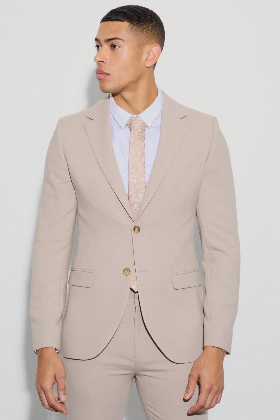 Veste de costume cintrée en jersey, Beige