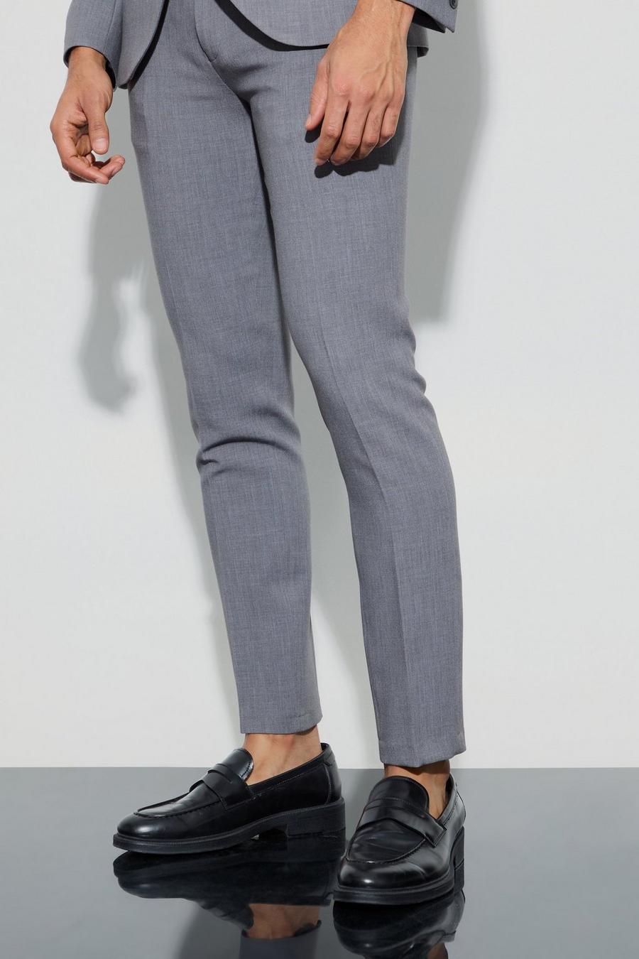 Pantalón de traje pitillo de tela jersey, Grey