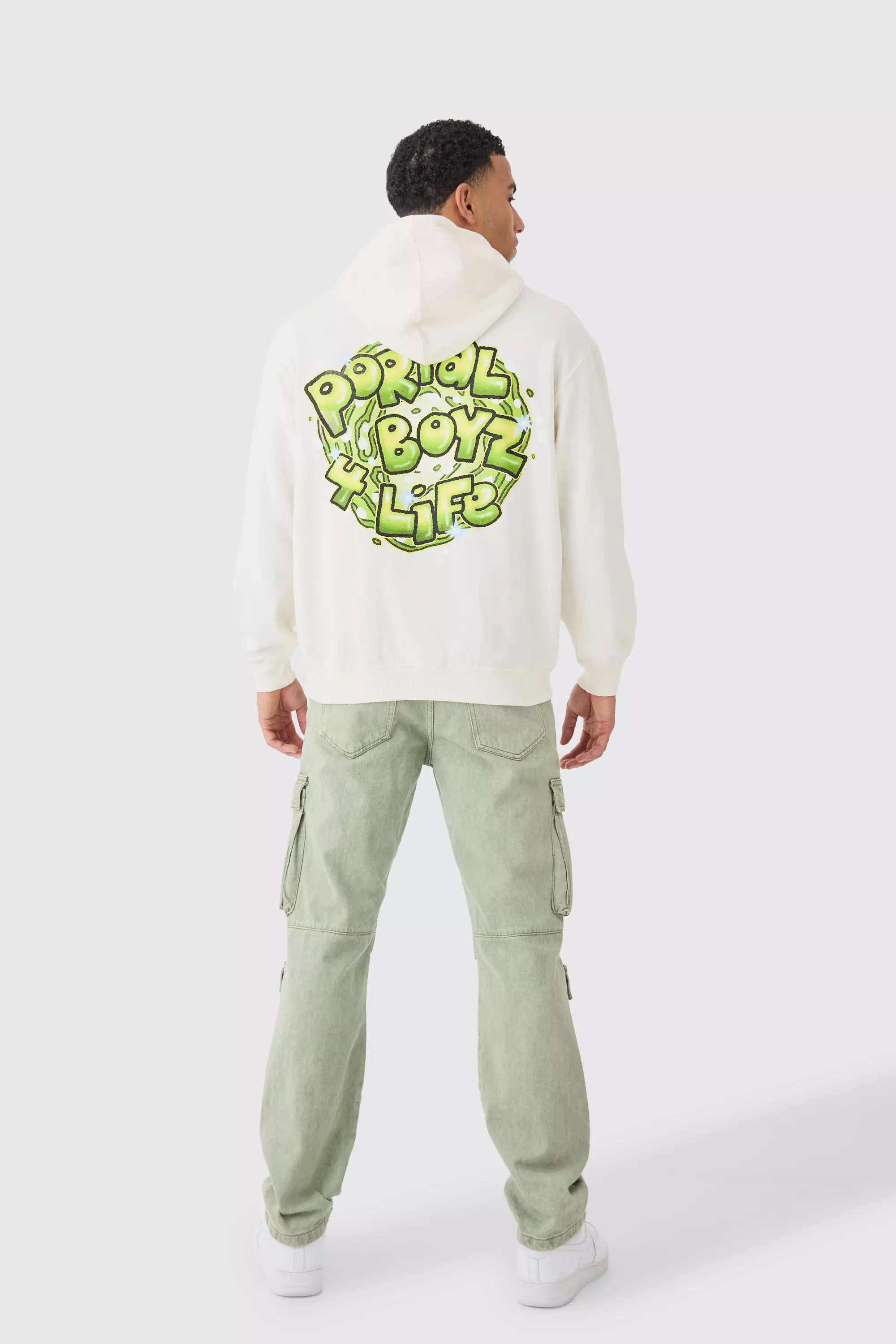 Ecru Oversized Rick And Morty Multi Print License Hoodie alternative image