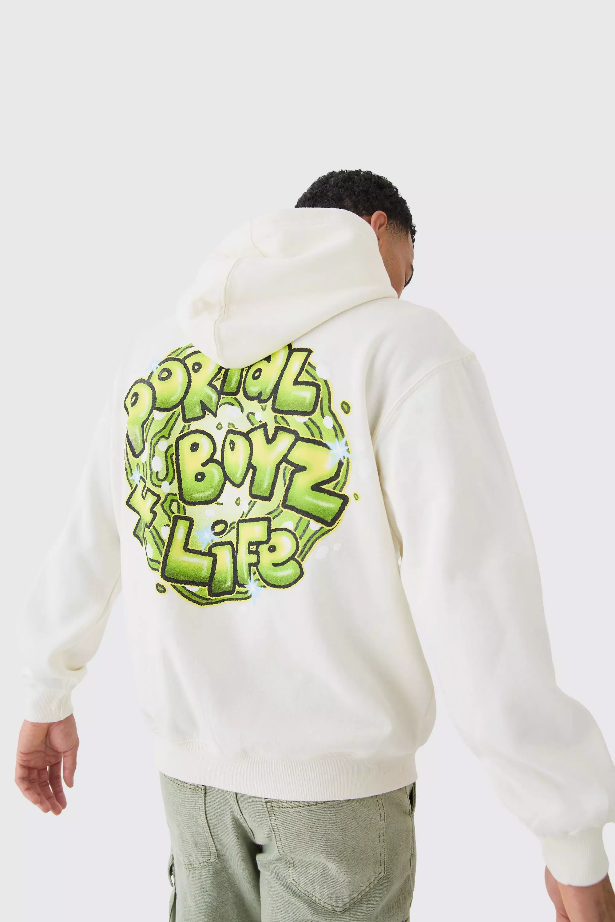 Ecru Oversized Rick And Morty Multi Print License Hoodie alternative image
