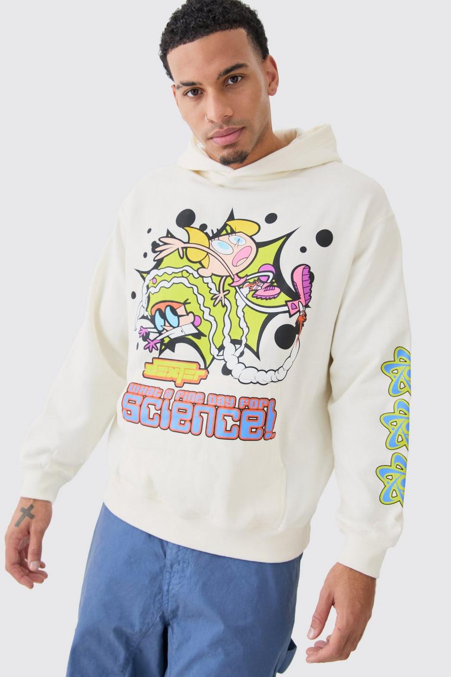 Ecru Dexter's Laboratory Oversize hoodie med tryck image number 1