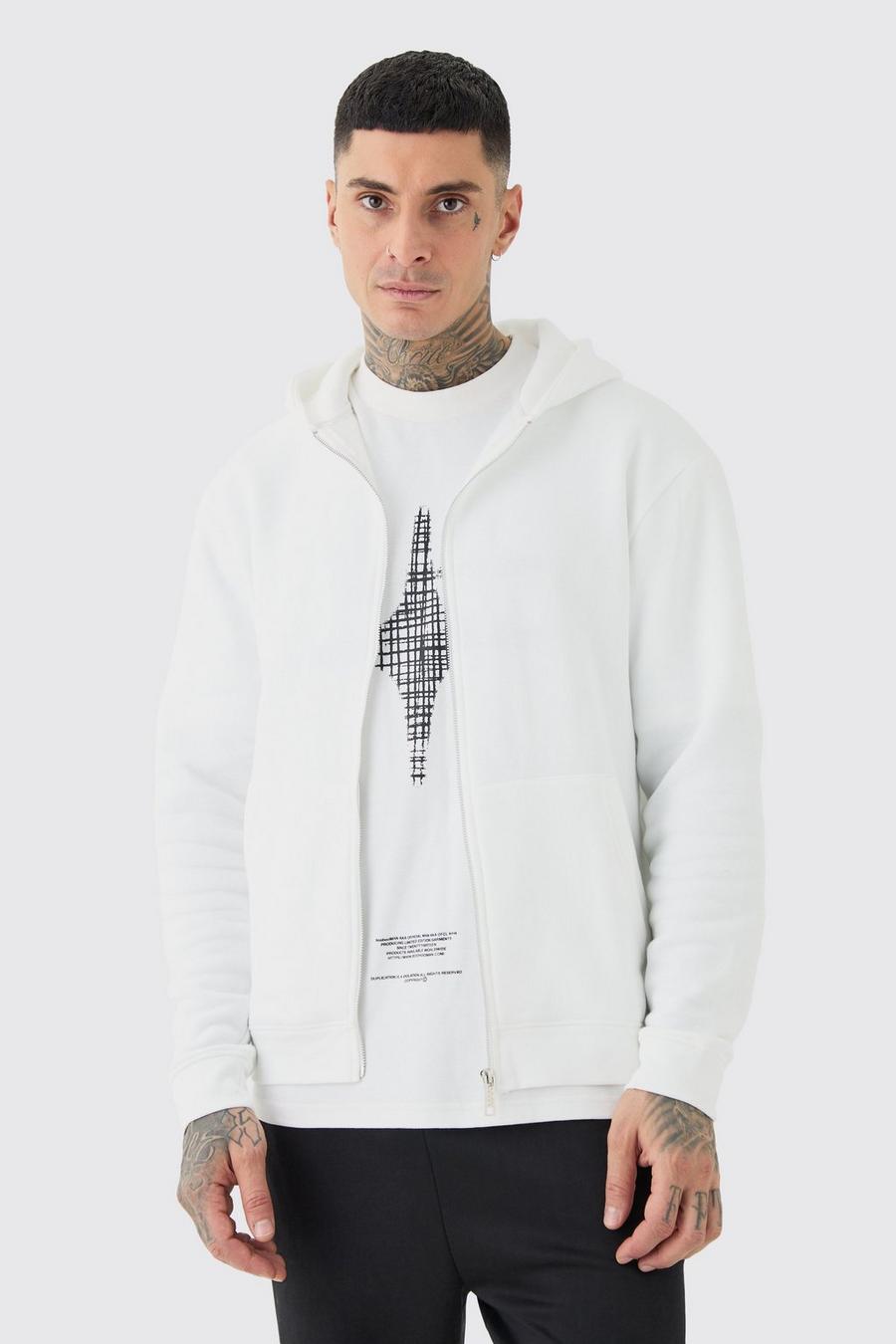 Tall Basic Zip Through Hoodie In White image number 1