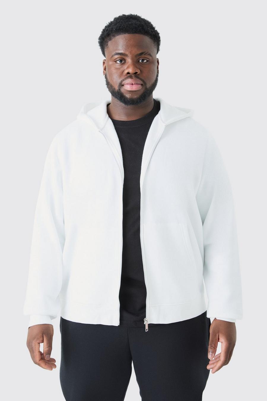 White Plus Vit hoodie med dragkedja image number 1