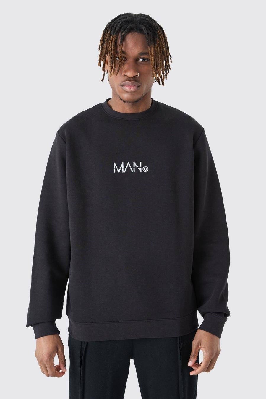 Black Tall MAN Dash Svart sweatshirt med rund hals image number 1