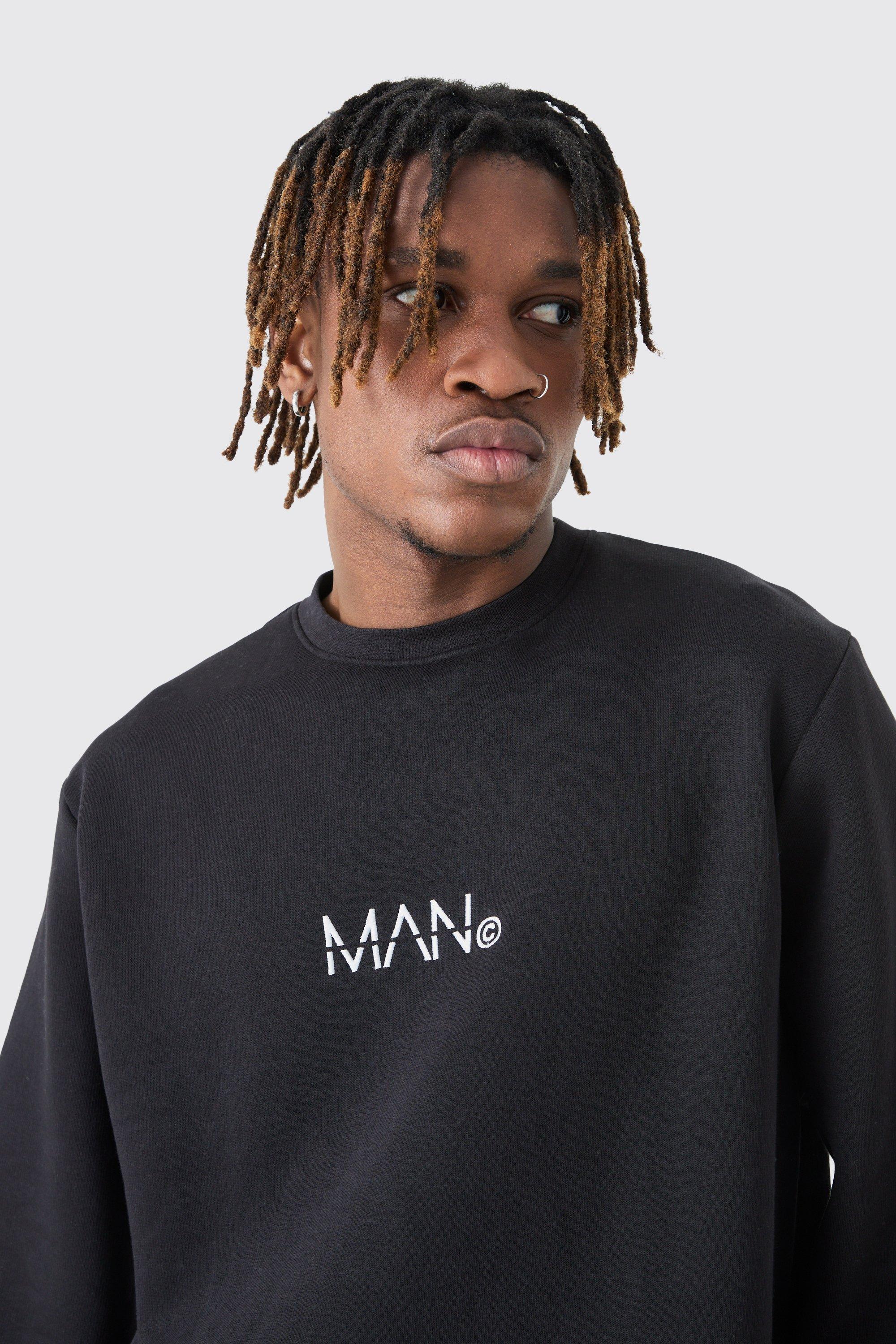 Tall Man Dash Crew Neck Sweatshirt In Black boohoo