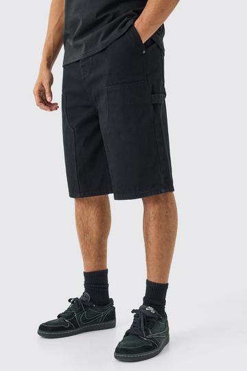 Carpenter Detail Denim Jorts In Black true black