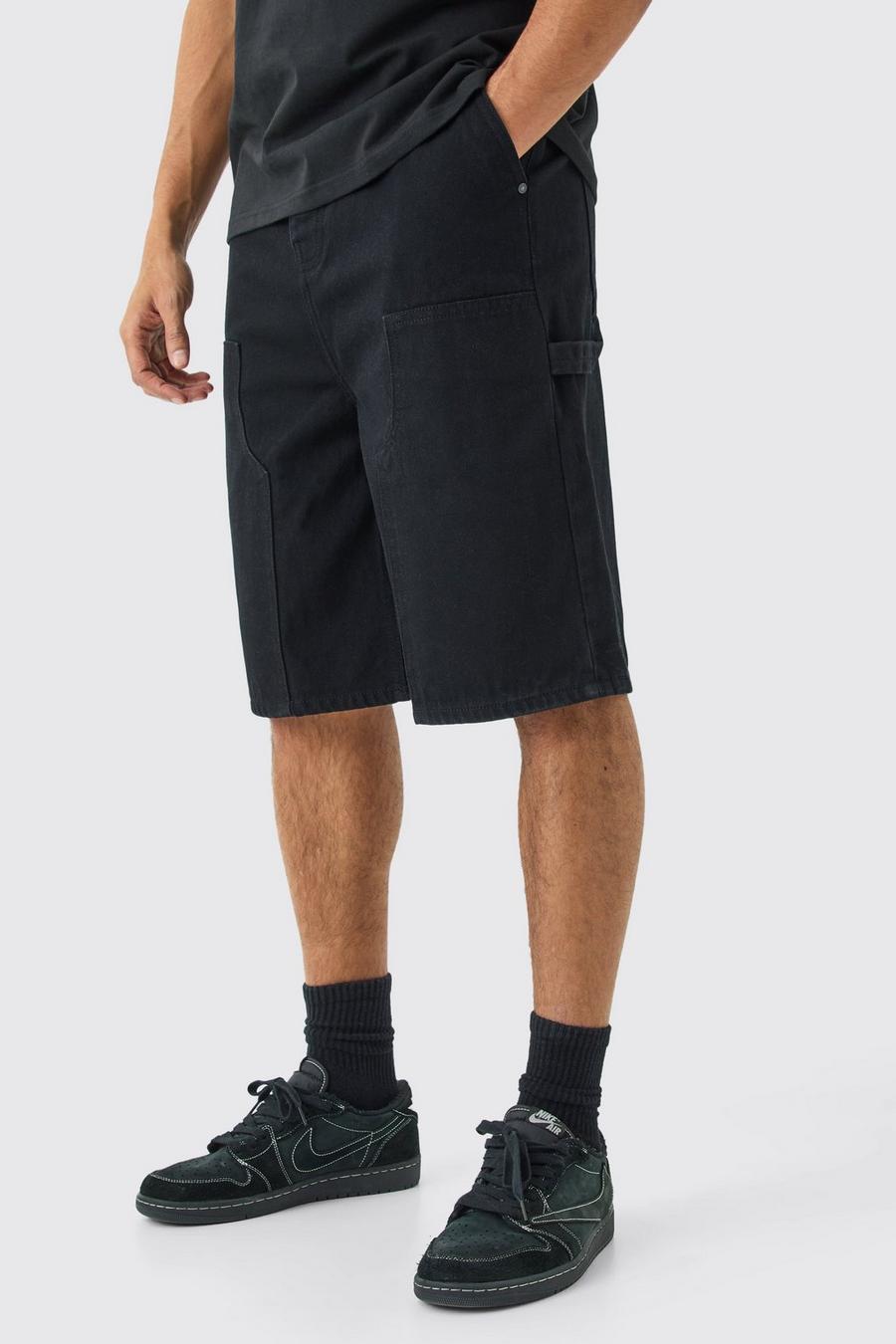 Pantaloni tuta in denim neri con dettagli stile Carpenter, True black image number 1