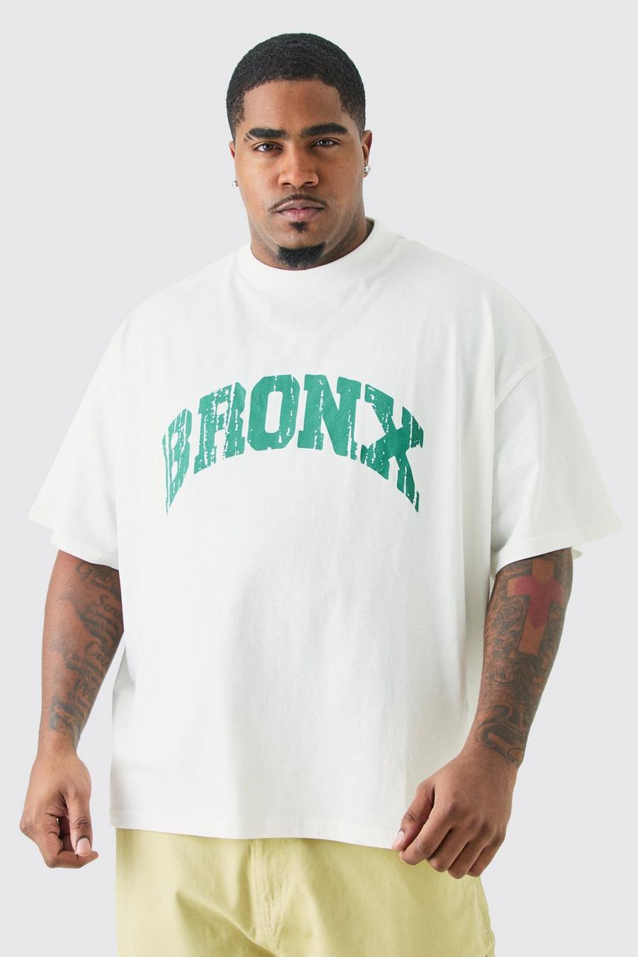 Ecru Plus Oversized Boxy Bronx T-Shirt Met Brede Nek image number 1