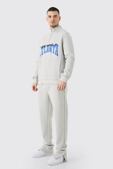 Tall 1/4 Zip Funnel Neck Atlanta Sweatshirt Tracksuit light grey