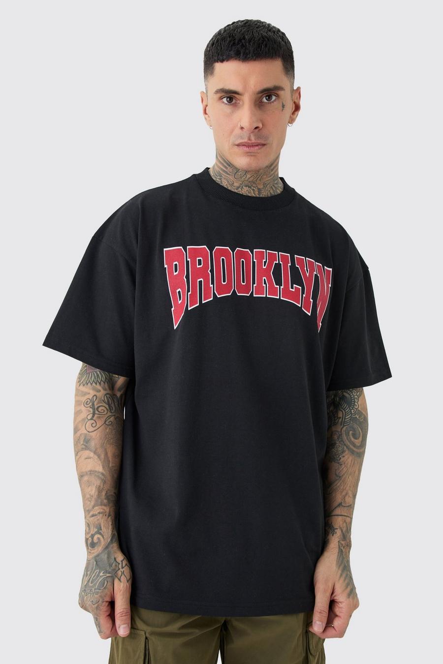 Black Tall Brooklyn Oversize t-shirt med hög halsmudd image number 1