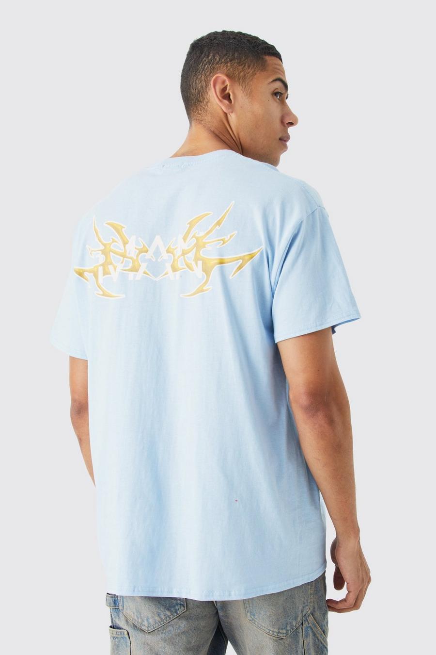 T-shirt oversize Man con stampa Y2k sul retro, Light blue image number 1