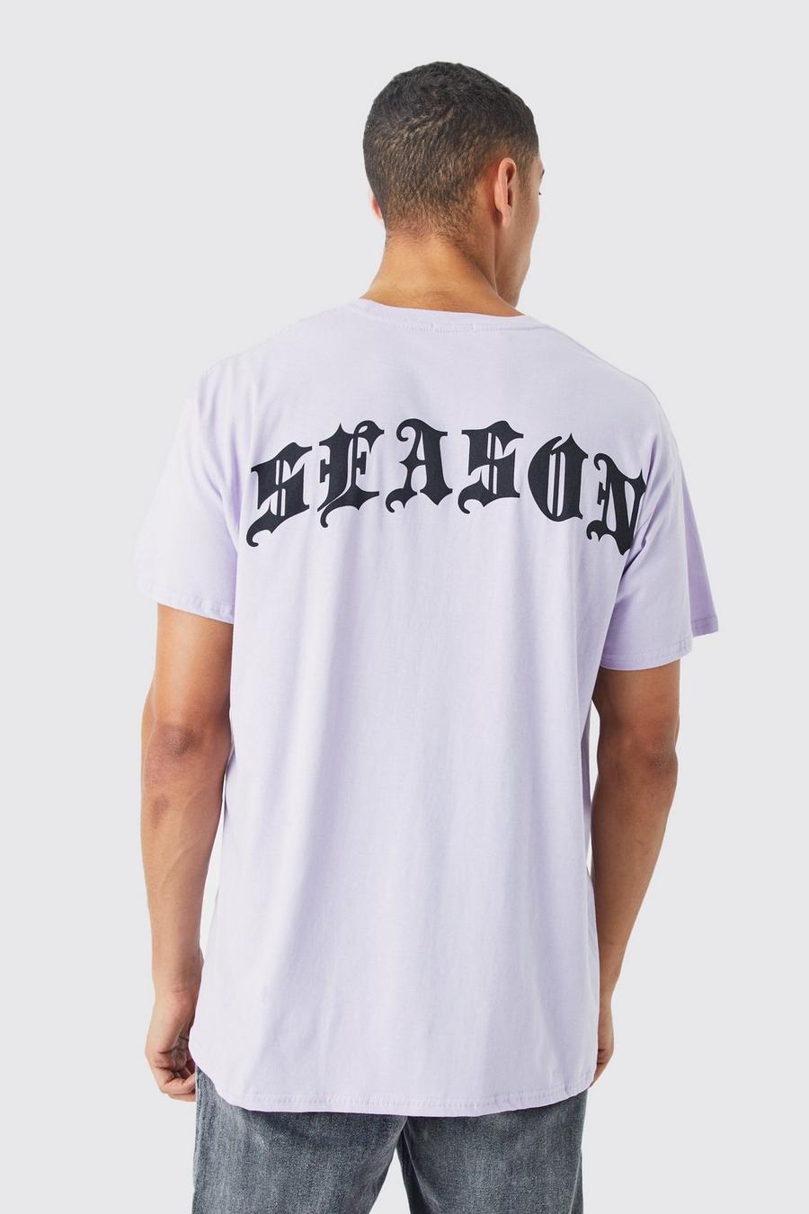 Camiseta oversize con estampado de letras góticas en la espalda, Lilac