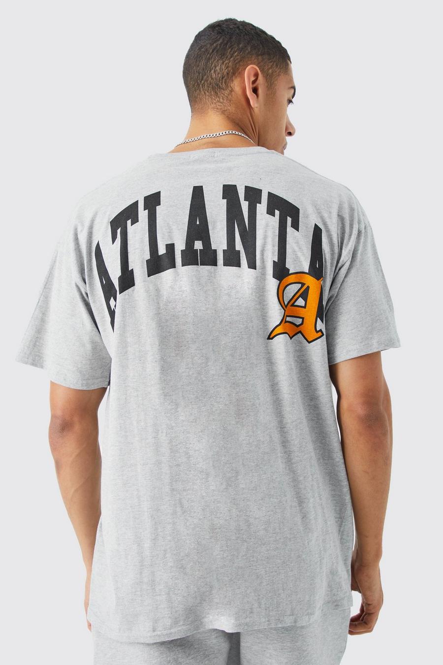 Grey Atlanta Oversize t-shirt med tryck på ryggen image number 1