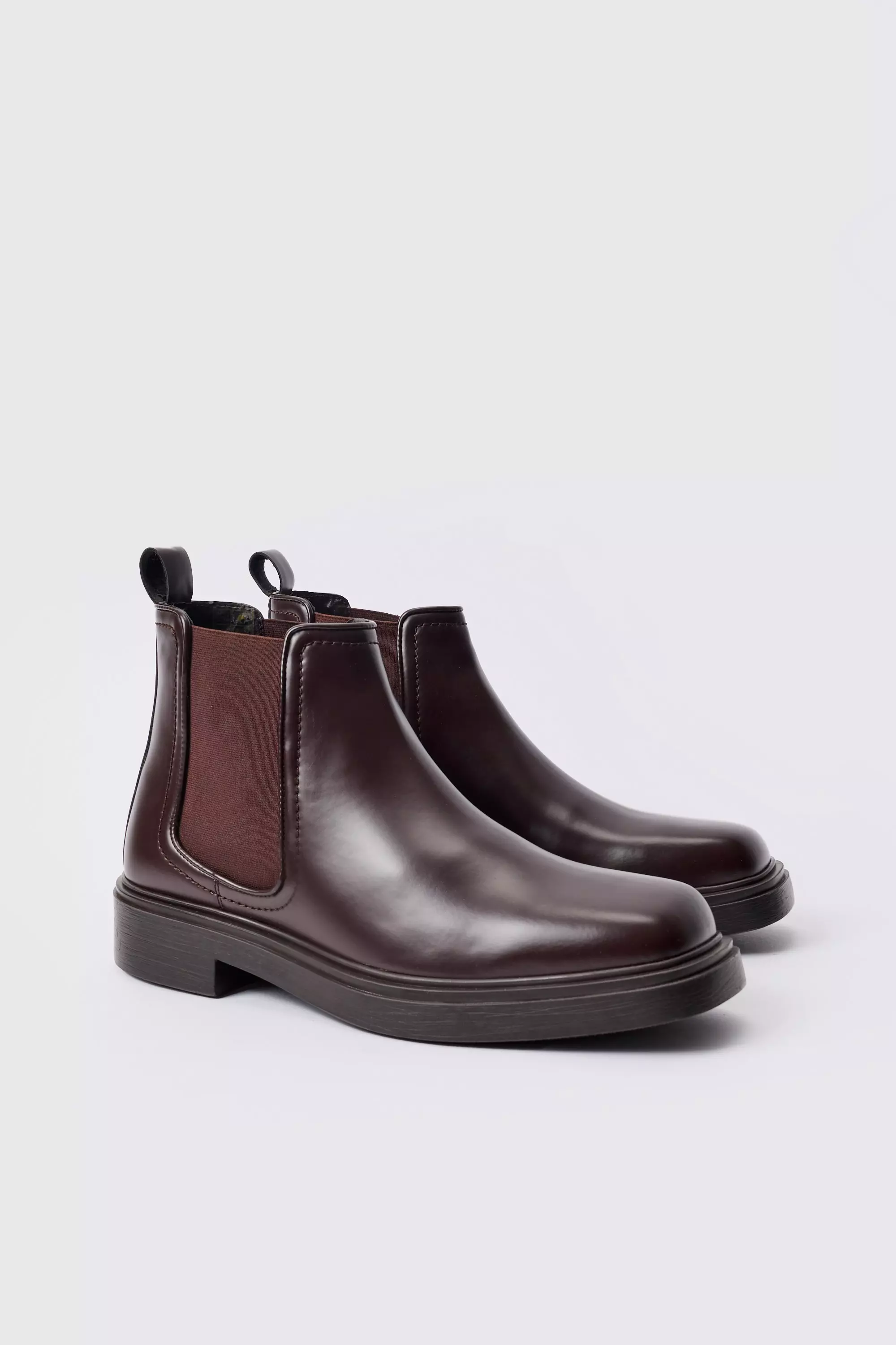 PU Square Toe Chelsea Boot In Brown alternative image