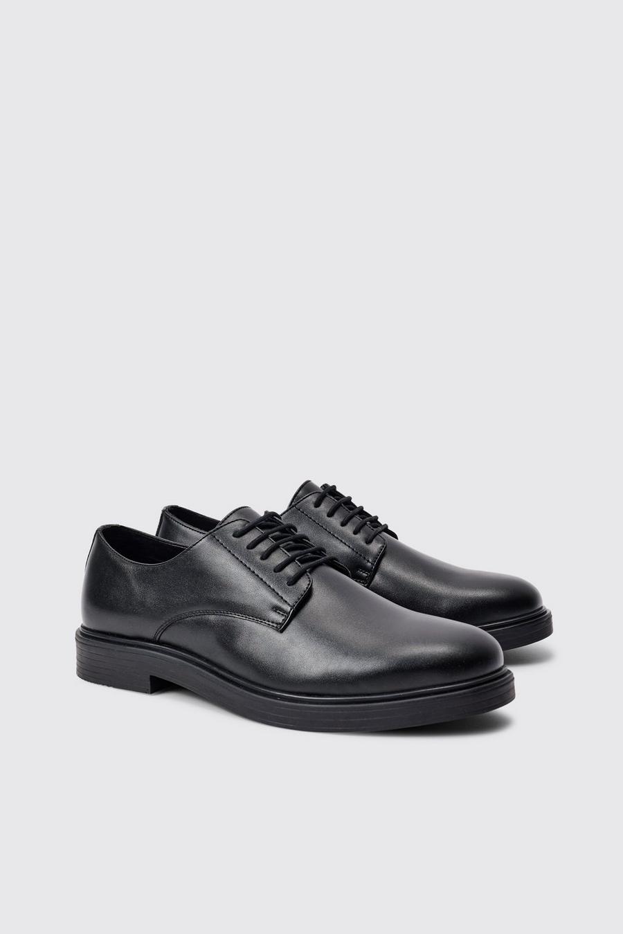PU Lace Up Brogue In Black image number 1