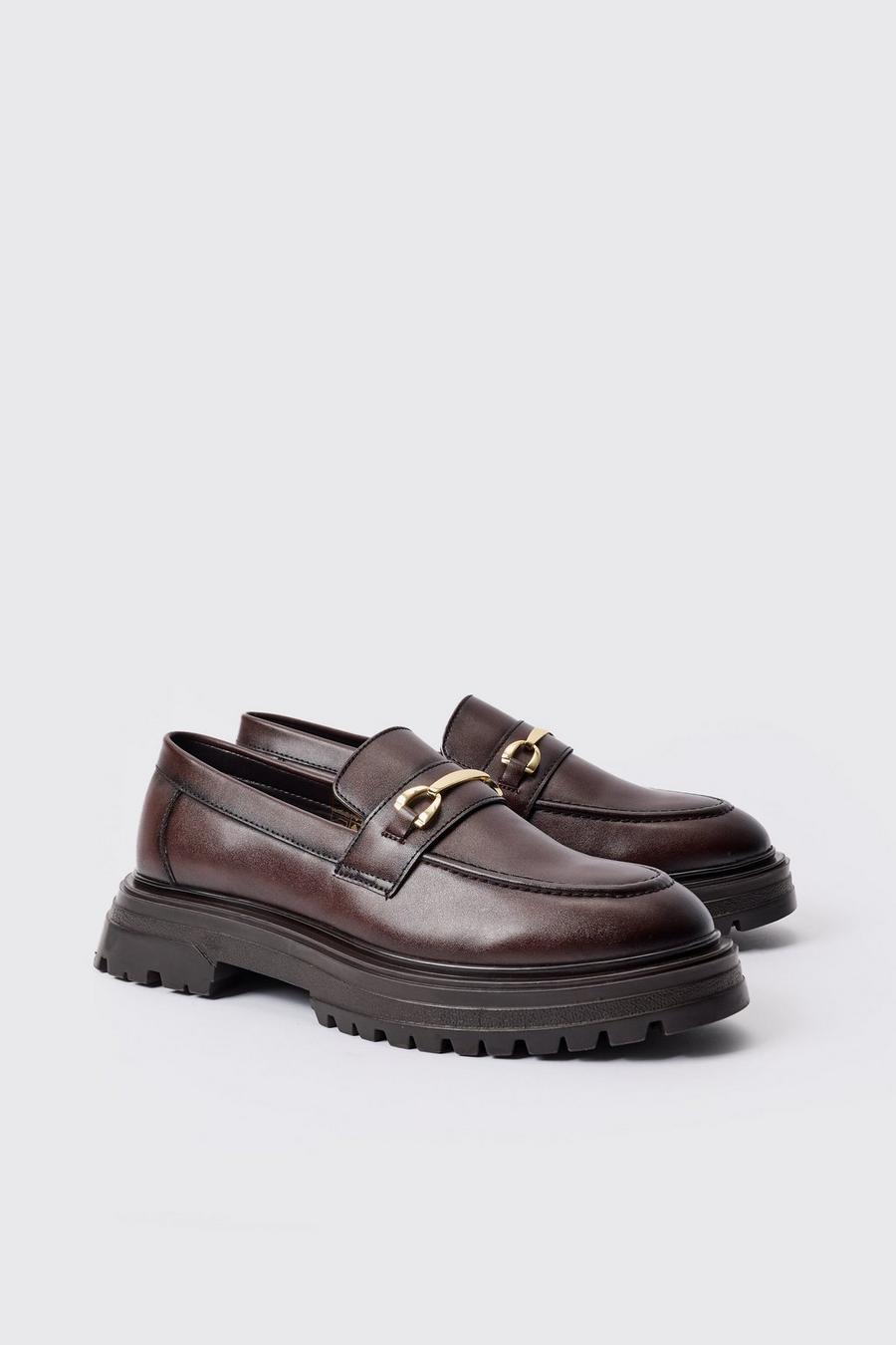 PU Metal Hardware Slip On Chunky Loafer In Brown image number 1