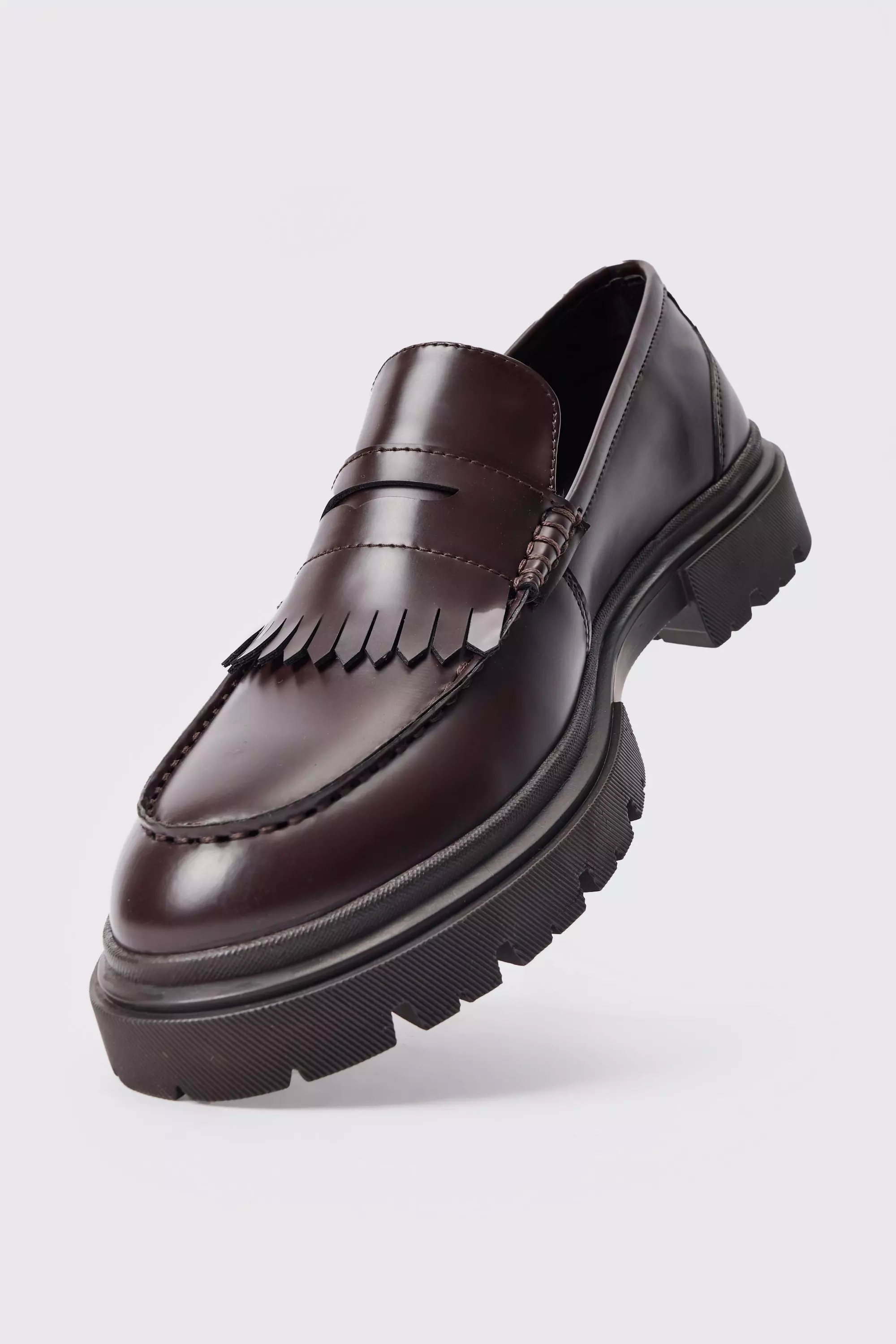 Pu Chunky Sole Tassel Loafer In Brown