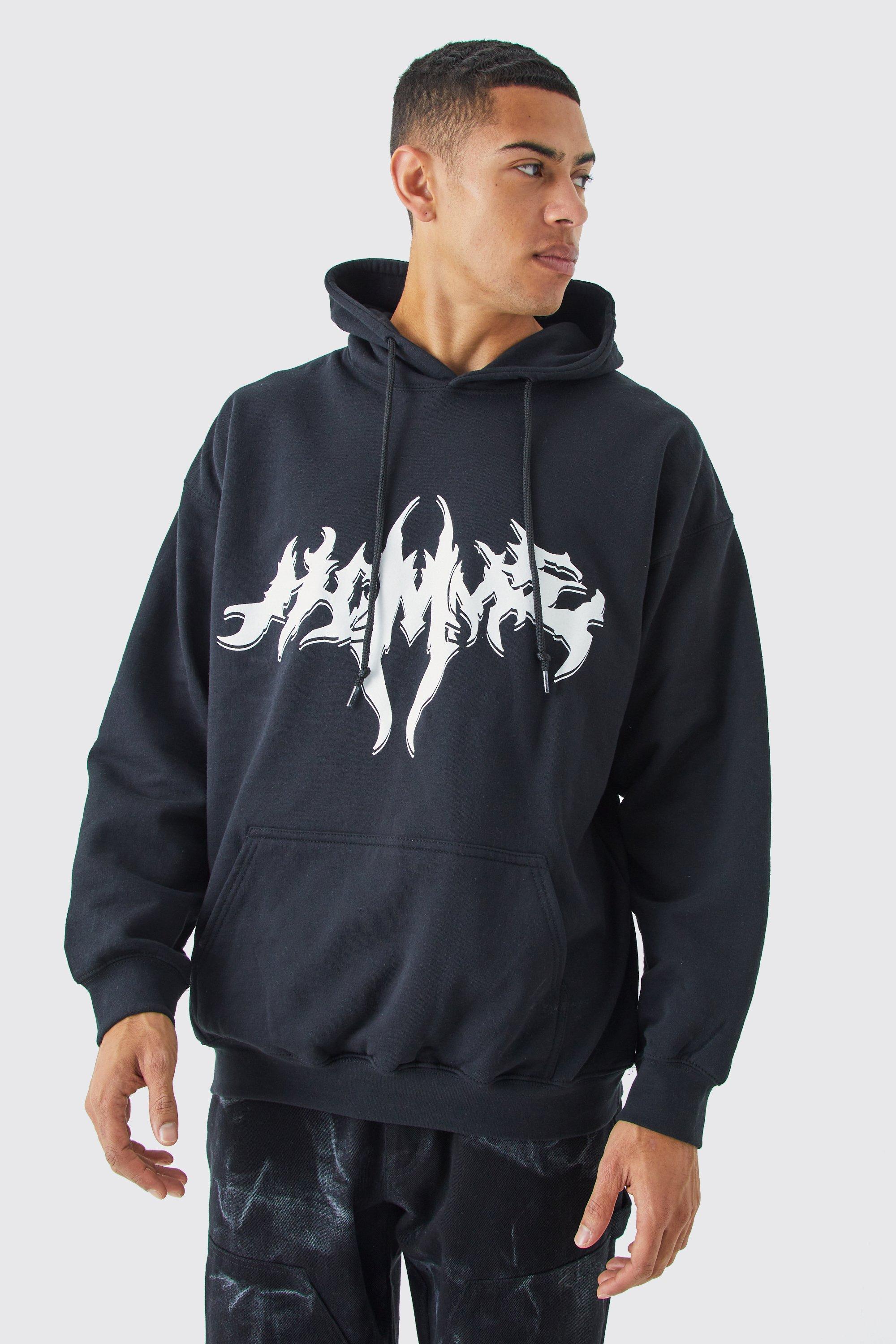 Oversized Gothic Homme Printed Hoodie