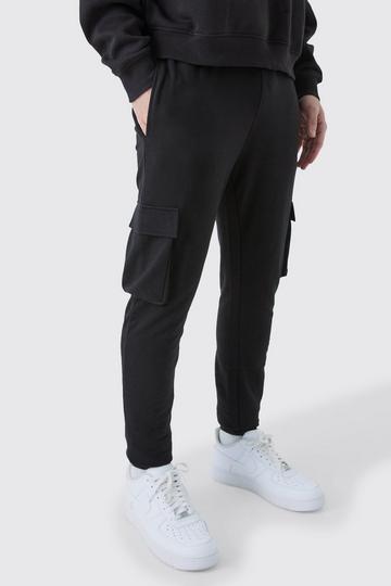 Black Skinny Fit Cargo Sweatpant