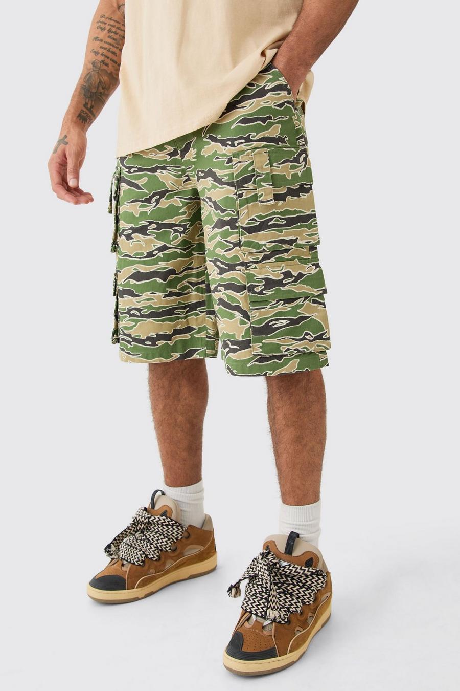 Khaki Kamouflagemönstrade mjukisbyxor med fickor