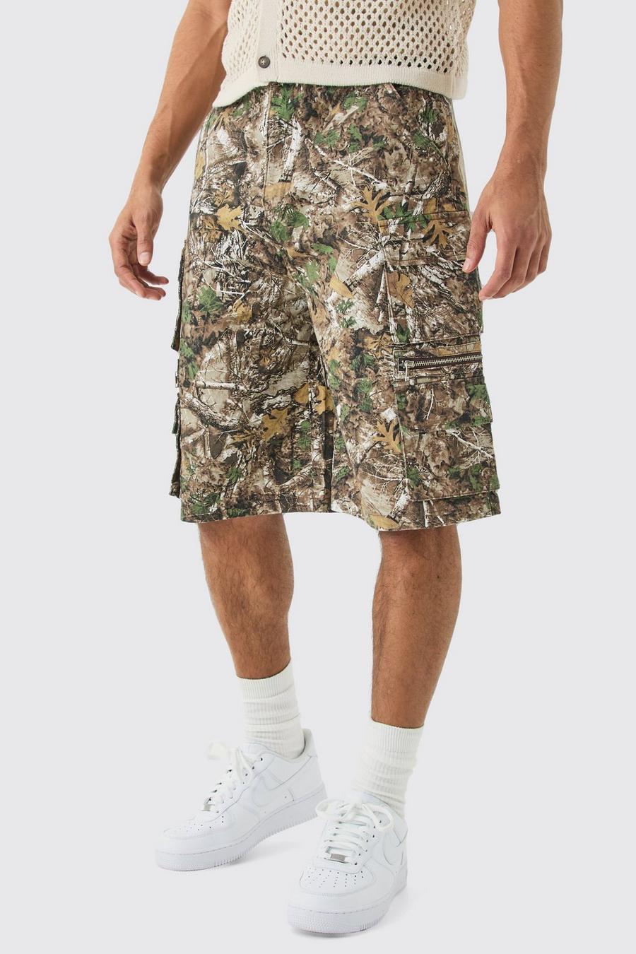 Camouflage Jorts mit Taschen, Khaki